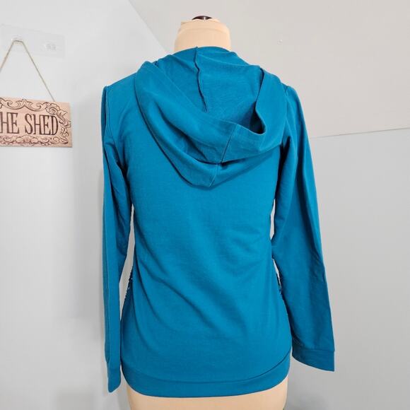 Quacker Factory Jacket Womens Beaded Sequin Hooded Pocket Full Zip Cotton XXS - Picture 3 of 16